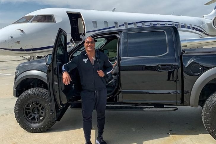 The Rock didn't miss posting a birthday selfie of his Ford Raptor and Private Jet on his Instagram account.
