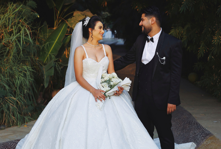 Bride and Groom Looking at Each Other