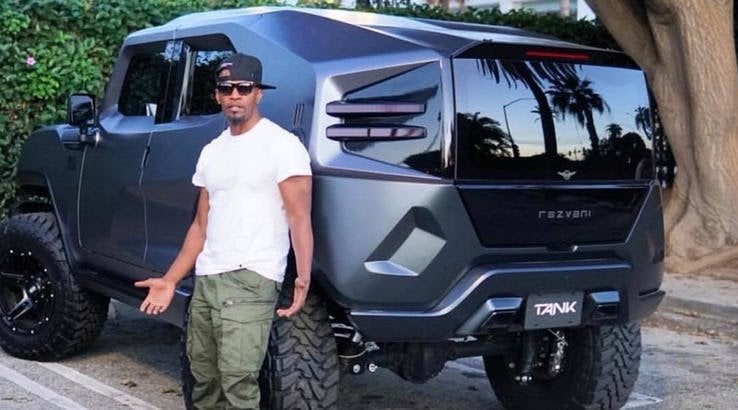 James Foxx showed off his stunning armored Rezvani Tank while riding in Malibu.