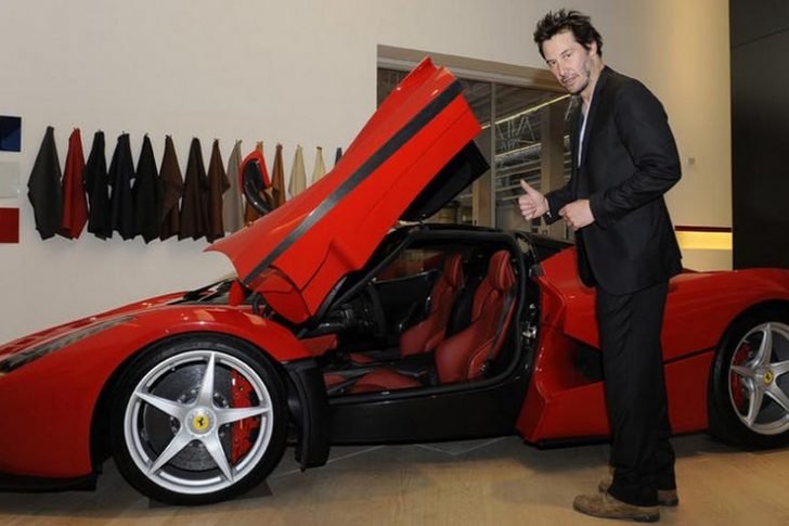 Reeves was like a happy kid when he personally visited Ferrari's facility to get his sports car.