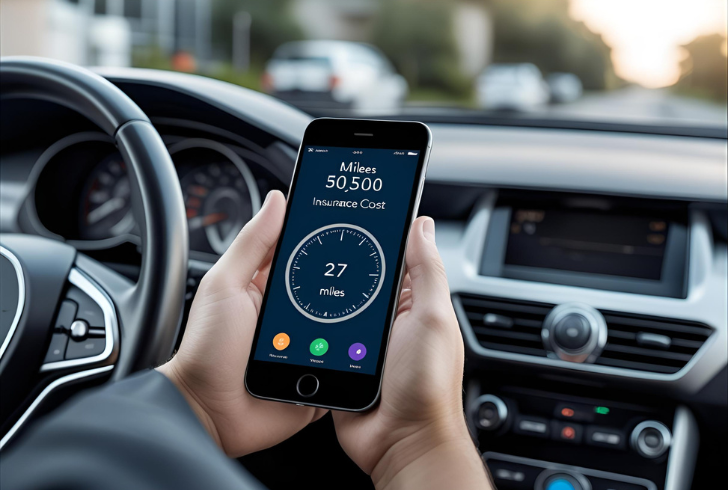 Smartphone app showing miles and cost