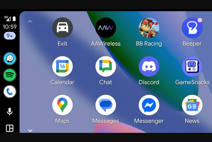 Car display showing GameSnacks app